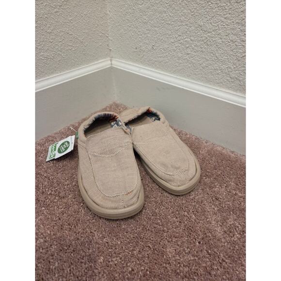 Sanuk Chiba Stitched Sidewalk Surfer Slip On Shoes Mens 7 Natural Tan Canvas NWT main image 8